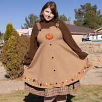 Fall Pumpkin Overalls Dress