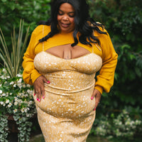 Cottage Bodycon Dress (Mustard)