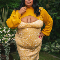 Cottage Bodycon Dress (Mustard)