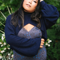 Cottage Bodycon Dress (Navy)