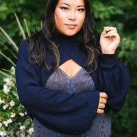 Cottage Bodycon Dress (Navy)