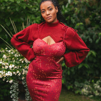 Cottage Bodycon Dress (Wine)