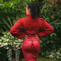 Cottage Bodycon Dress (Wine)