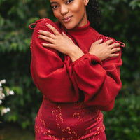 Cottage Bodycon Dress (Wine)