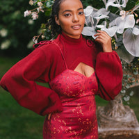 Cottage Bodycon Dress (Wine)