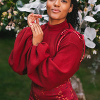 Cottage Bodycon Dress (Wine)