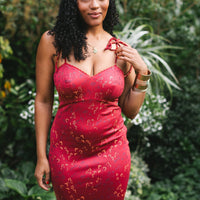 Cottage Bodycon Dress (Wine)