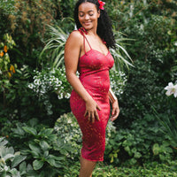 Cottage Bodycon Dress (Wine)