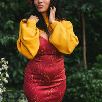 Cottage Bodycon Dress (Wine)