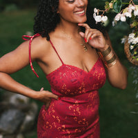 Cottage Bodycon Dress (Wine)