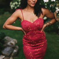 Cottage Bodycon Dress (Wine)