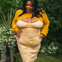 Cottage Bodycon Dress (Mustard)