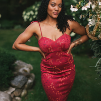 Cottage Bodycon Dress (Wine)