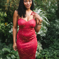 Cottage Bodycon Dress (Wine)