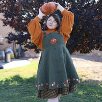 Fall Pumpkin Overalls Dress