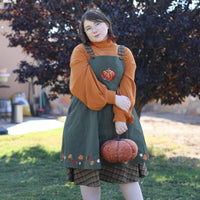 Fall Pumpkin Overalls Dress