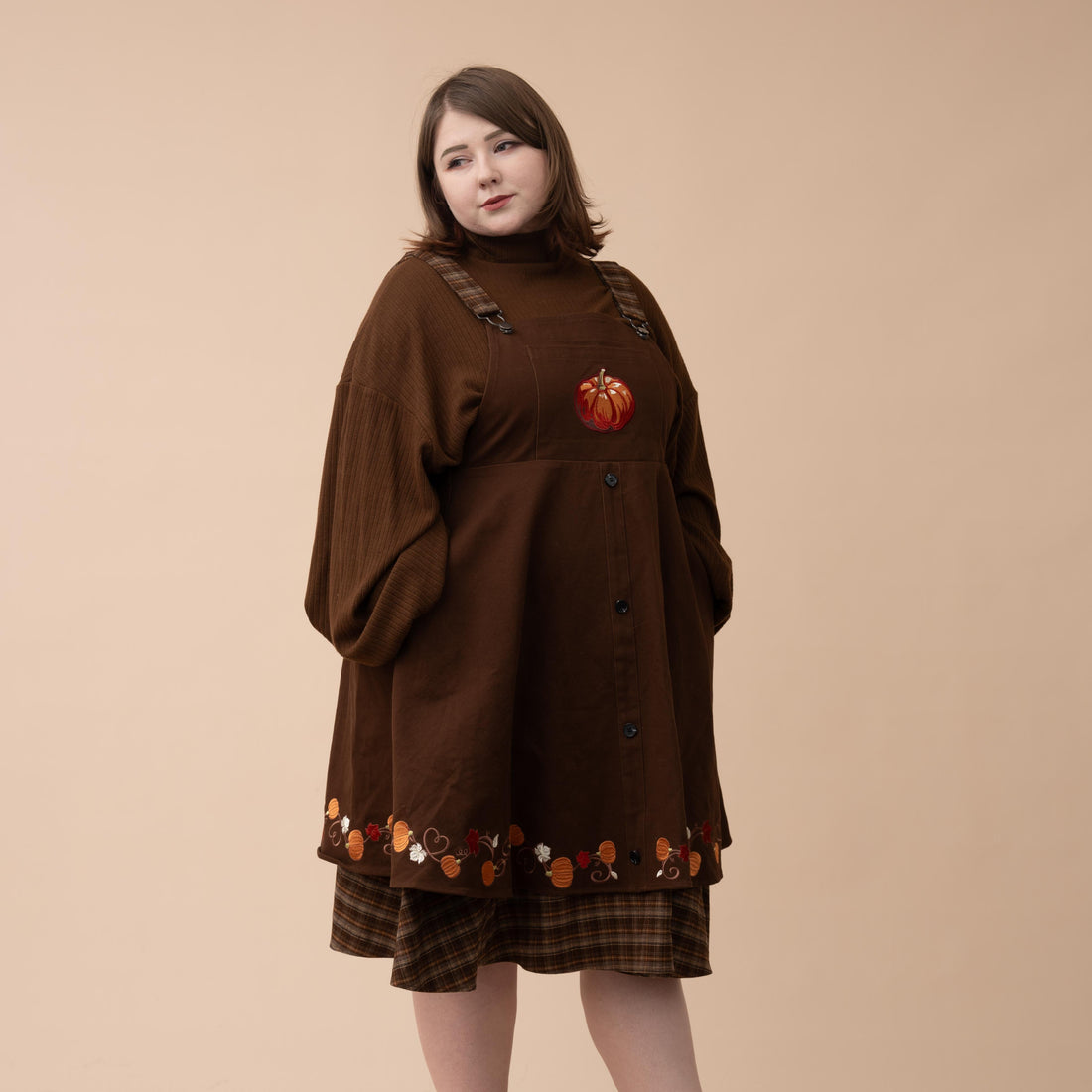 Fall Pumpkin Overalls Dress