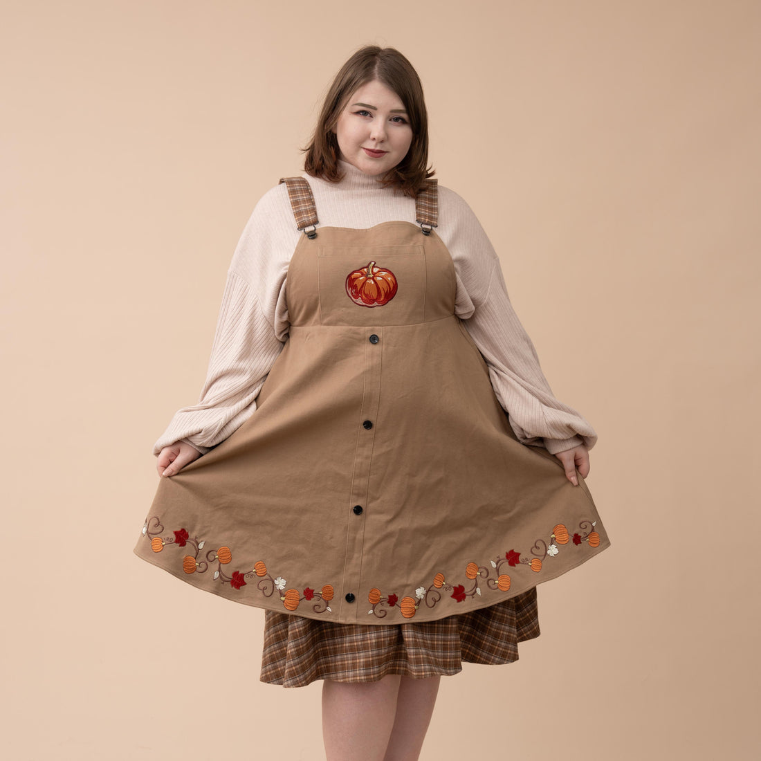 Fall Pumpkin Overalls Dress