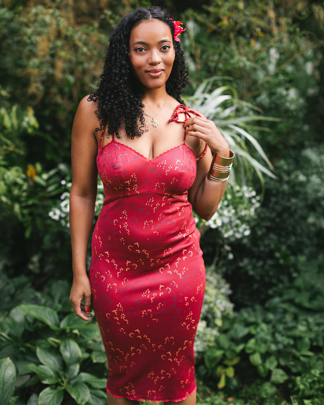 Cottage Bodycon Dress (Wine)